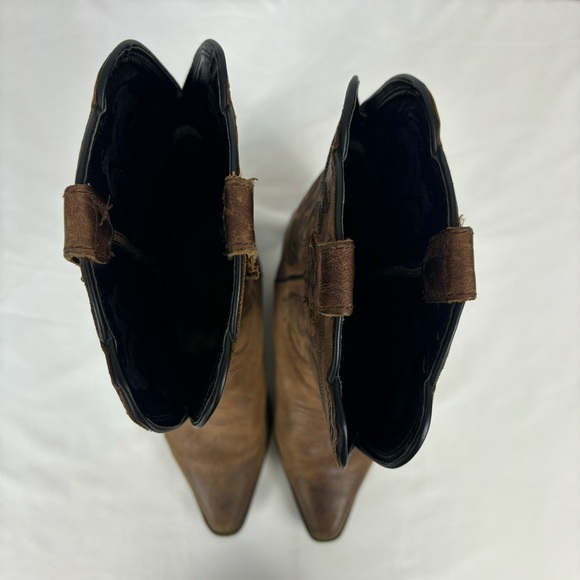 Justin McKayla Boots Embossed Leather Pointed Toe Western Boot Brown Size 9 - Picture 7 of 16